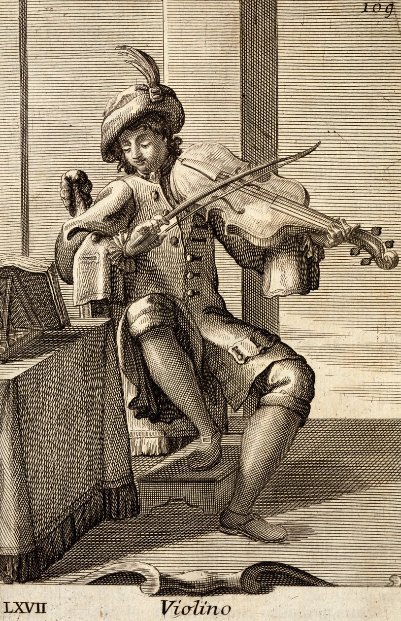 Hombre tocando el violín de Filippo Bonanni
