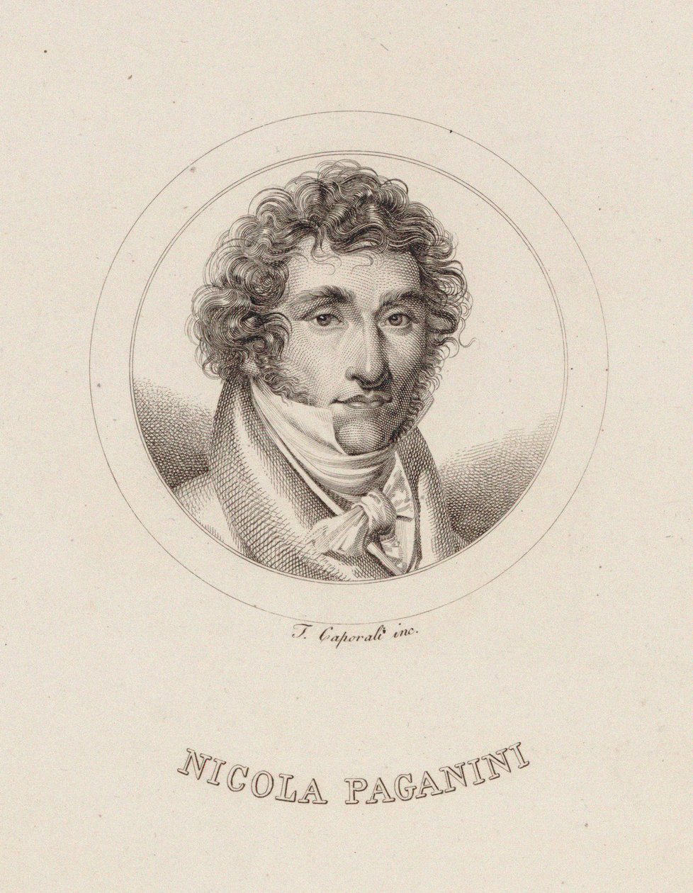 Retrato de Niccolò Paganini 1782-1840, 1840 de Filippo Caporali