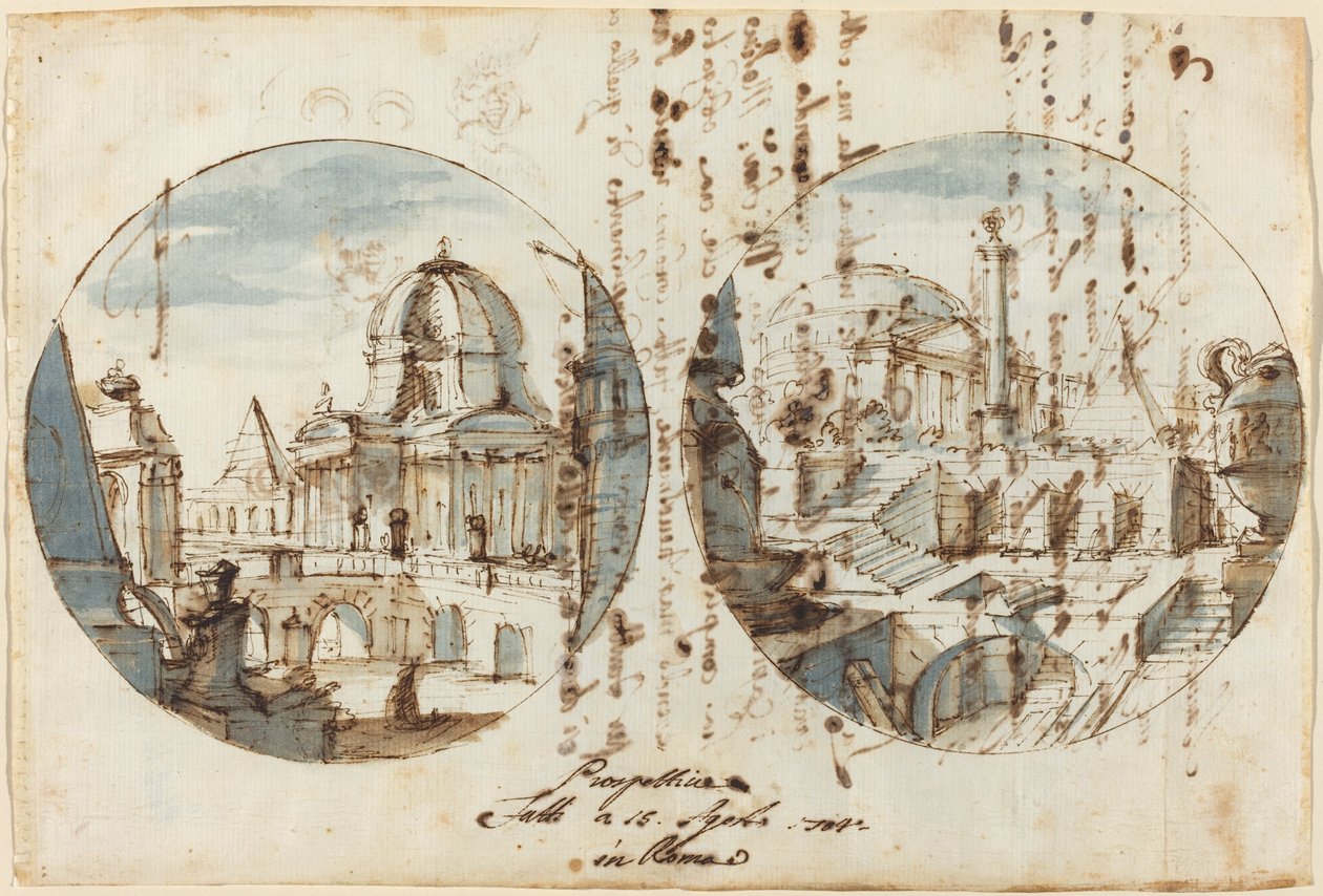 Fantasías Arquitectónicas con Templos y Pirámides de Filippo Juvarra