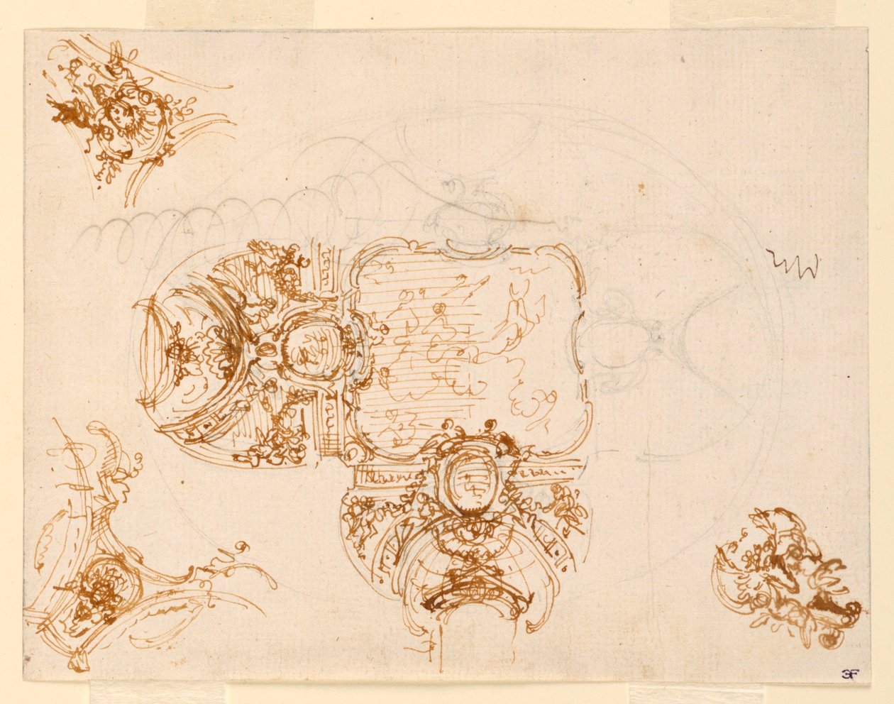 Diseño de techo para el Salone di Stupinigi (Salón principal del pabellón de caza) de Filippo Juvarra