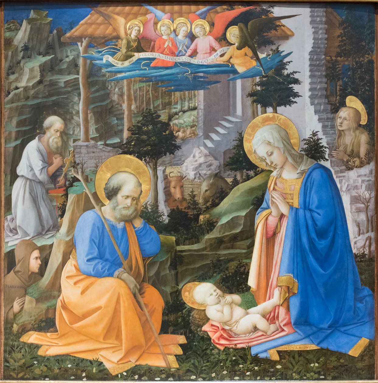 Adoración del Niño Jesús con santos y ángeles de Filippo Lippi