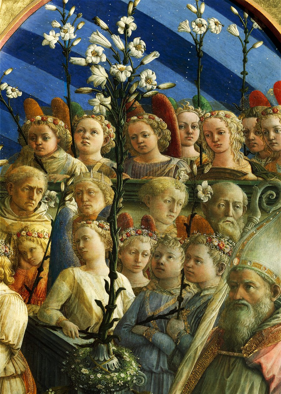 Coronación Maringhi o Coronación de la Virgen de Filippo Lippi (h. 1406-1469), temple sobre madera, 200x287 cm, detalle de Filippo Lippi