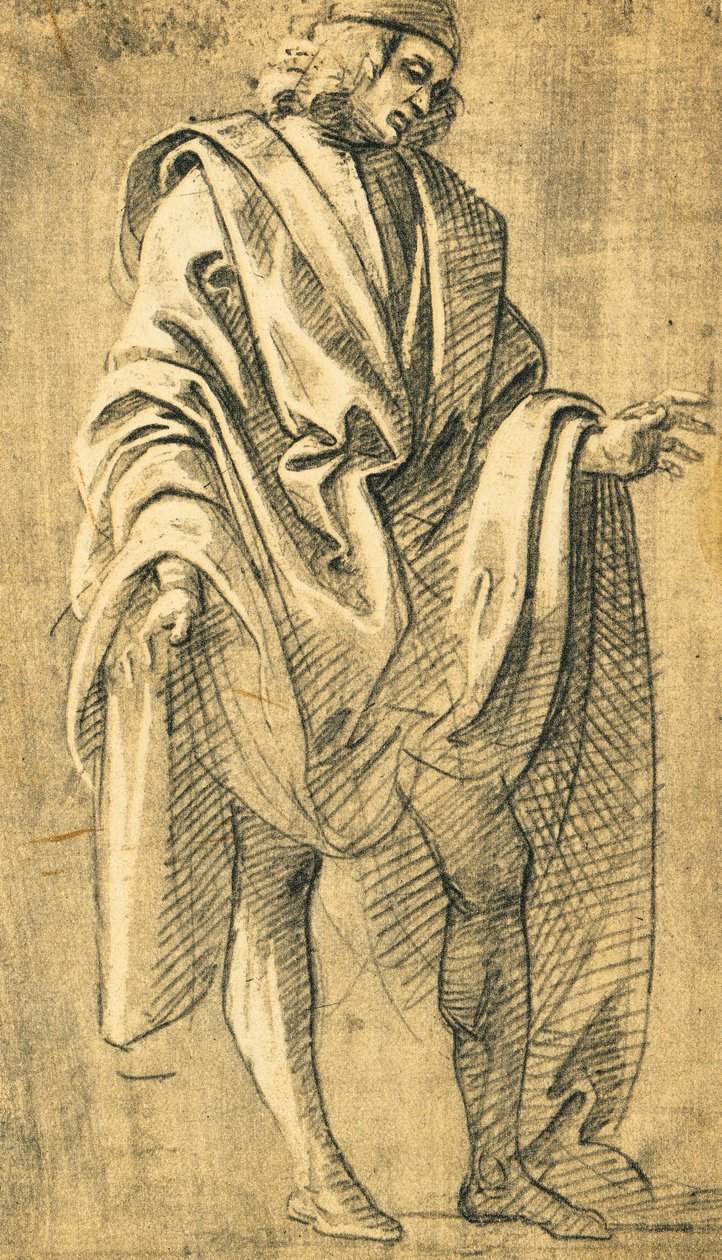 Estudio de figura masculina, dibujo a lápiz de Filippo Lippi (hacia 1457-1504) de Filippo Lippi