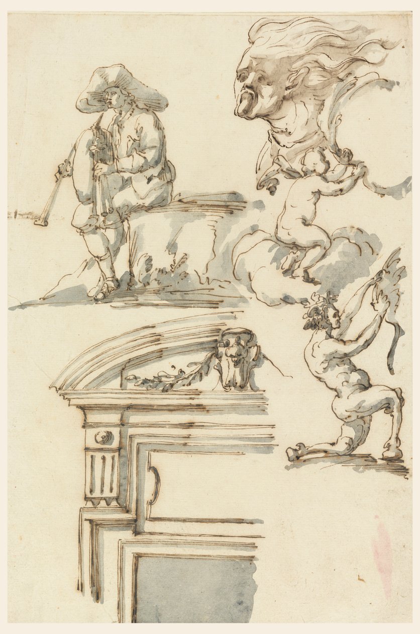 Marco de puerta y estudios de figuras de Filippo Marchionni