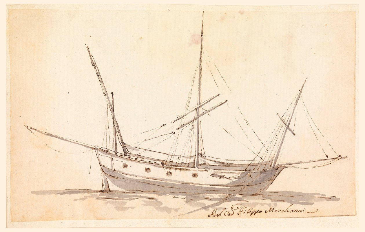 Dibujo, Un velero, ca. 1780 de Filippo Marchionni