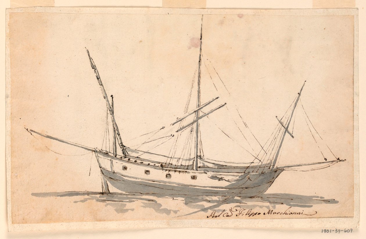 Dibujo, Un velero, ca. 1780 de Filippo Marchionni
