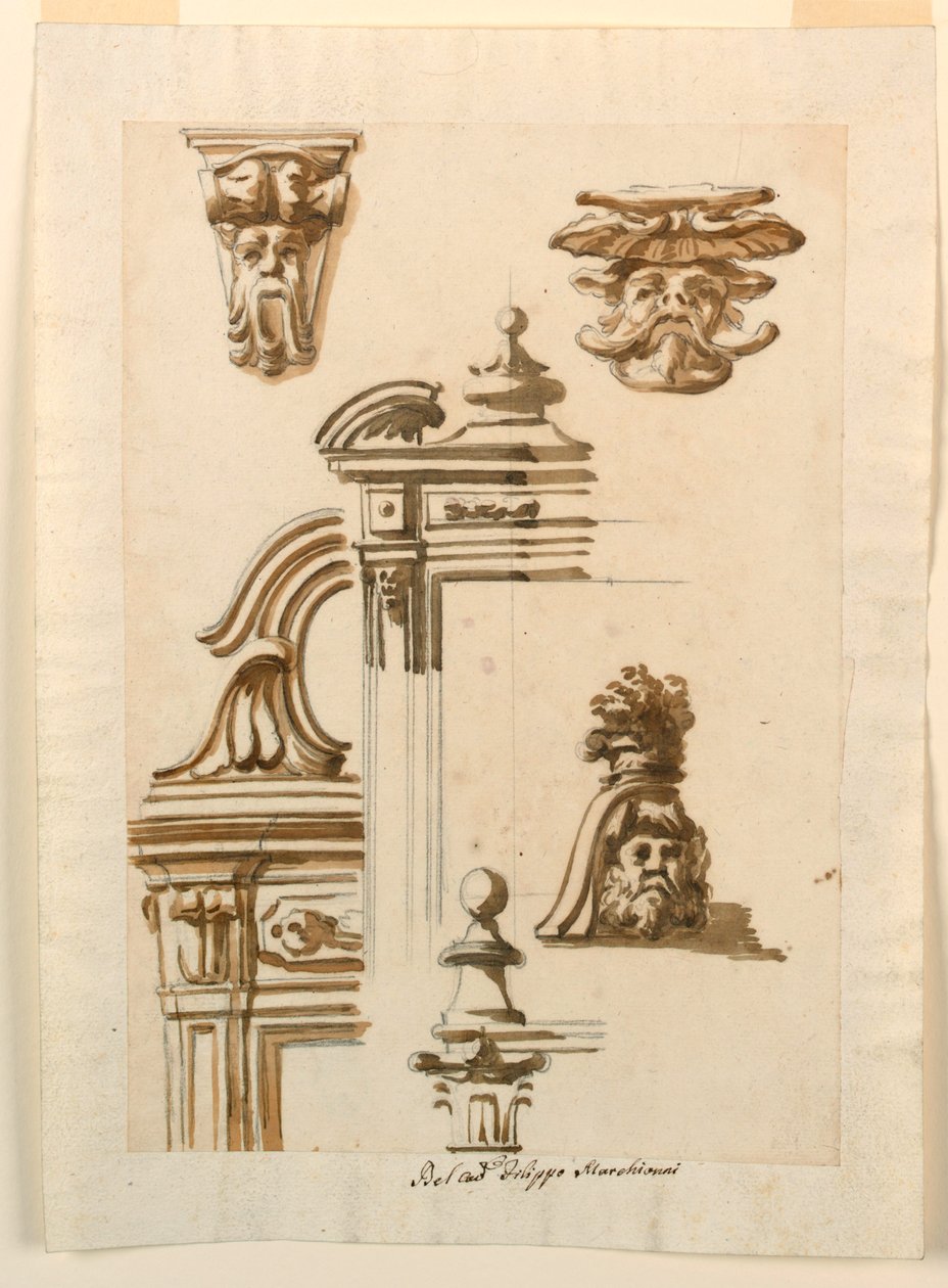 Dibujo, Estudios arquitectónicos, 1750-90 de Filippo Marchionni