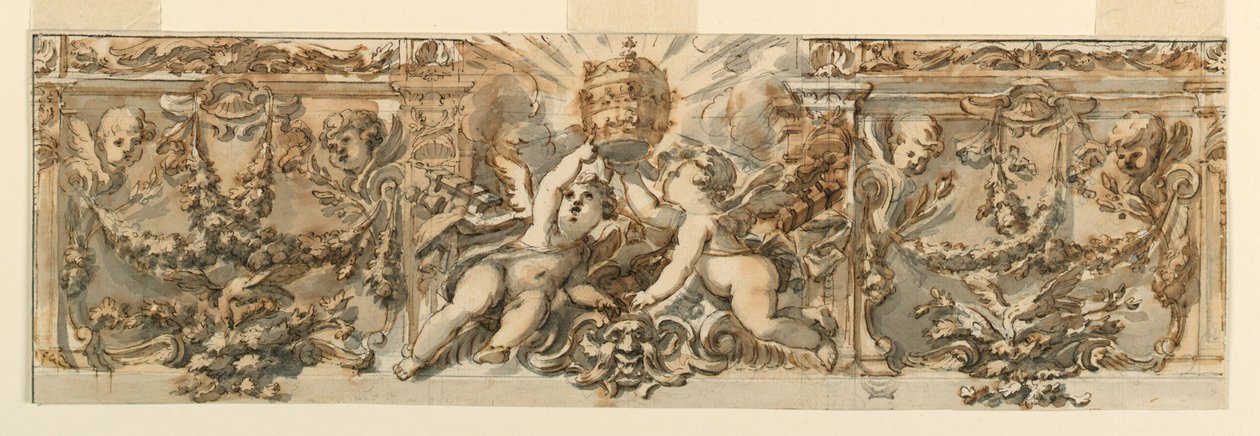 Dibujo, Decoración de un friso, hacia 1770 de Filippo Marchionni
