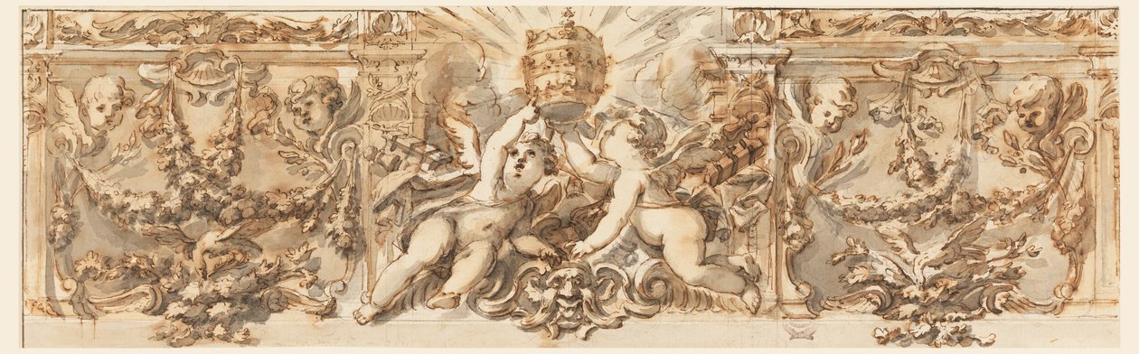 Dibujo, Decoración de un friso, hacia 1770 de Filippo Marchionni