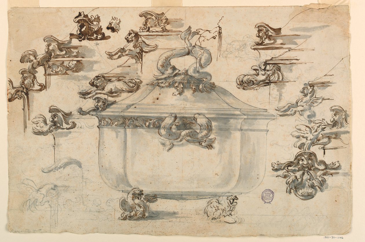 Dibujo, Diseños para sopera de plata, 1769 de Filippo Marchionni