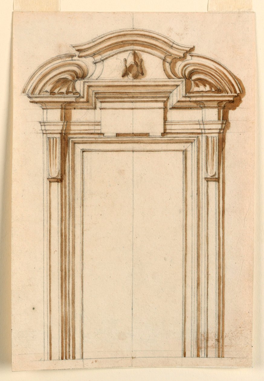 Dibujo, Alzado de la caja de una puerta, 1750-75 de Filippo Marchionni