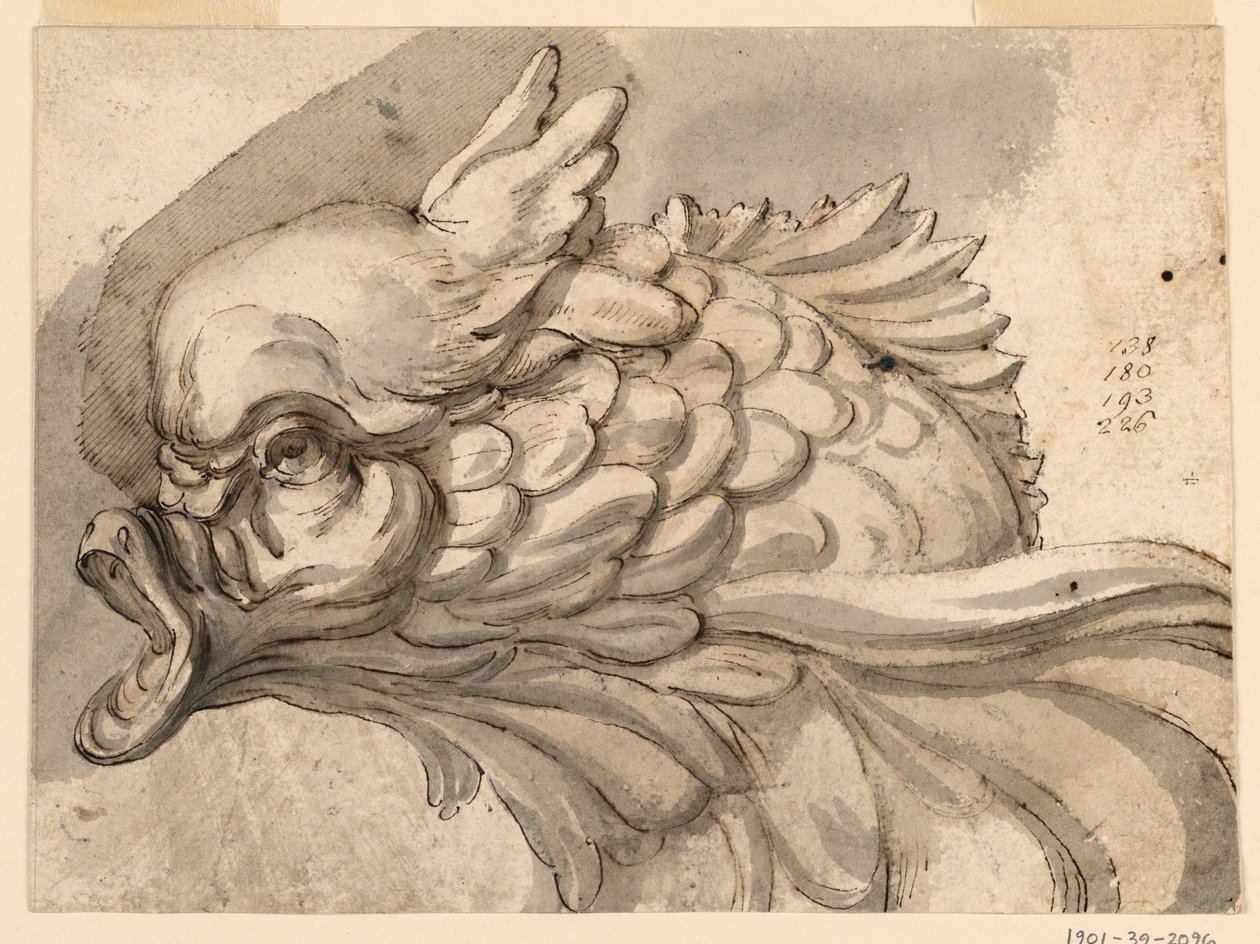 Dibujo, Cabeza de delfín, ca. 1775 de Filippo Marchionni