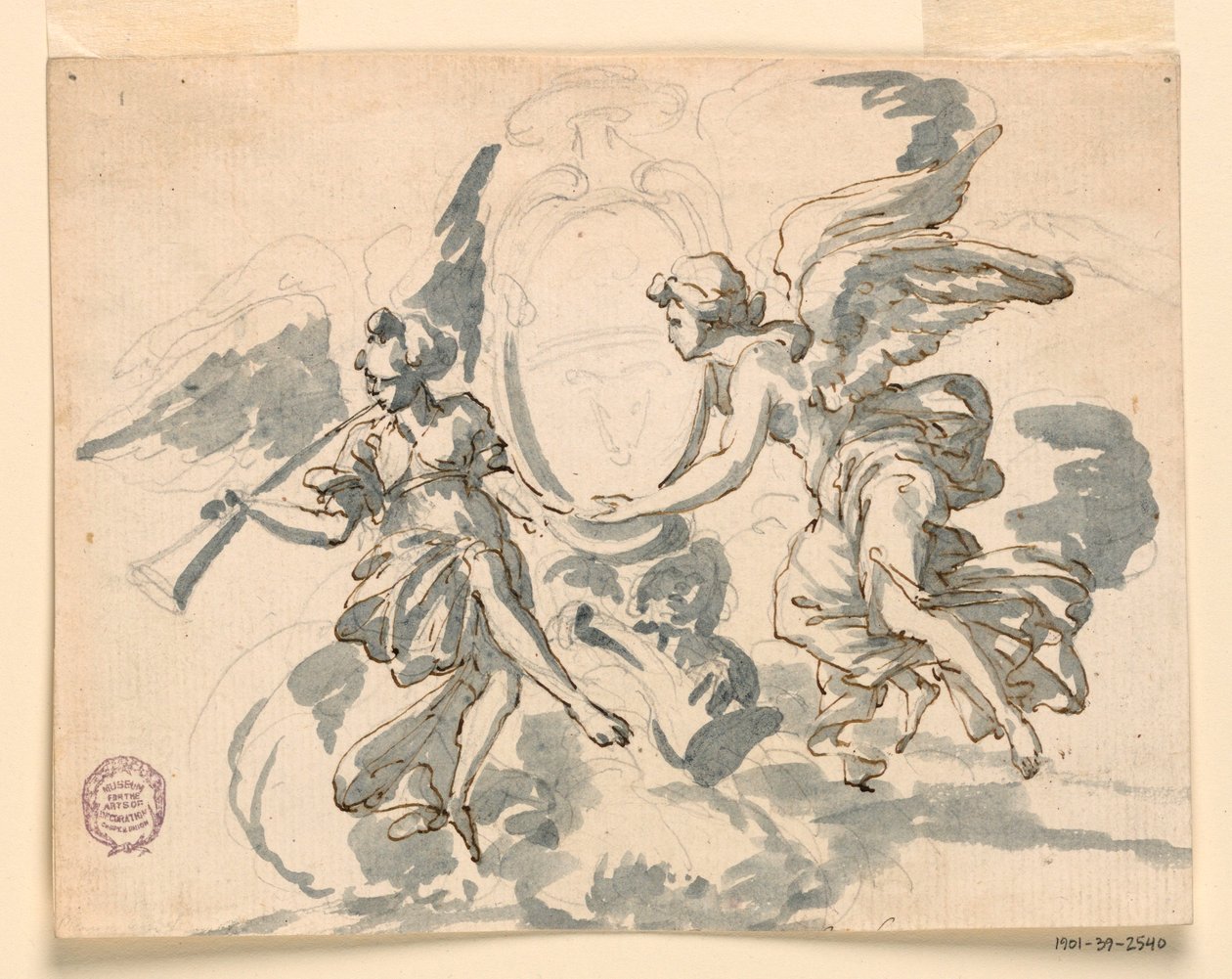 Dibujo, Escudo de armas de un prelado, hacia 1750 de Filippo Marchionni