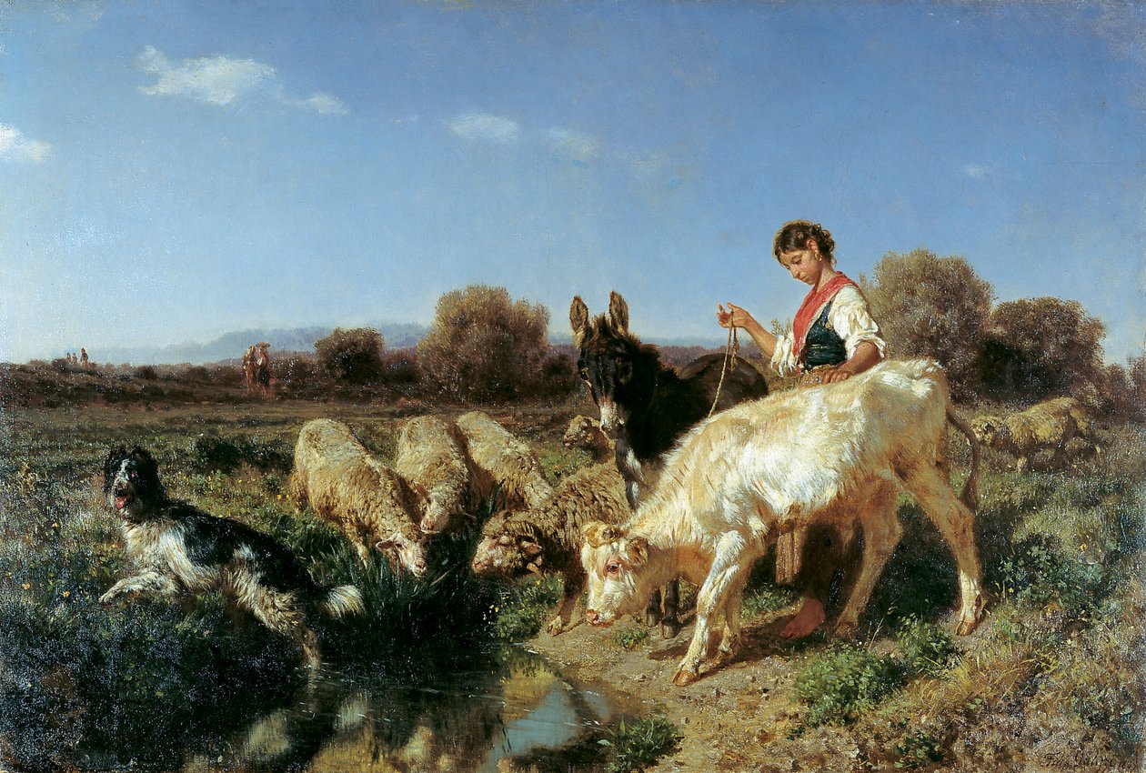 En el abrevadero de Filippo Palizzi
