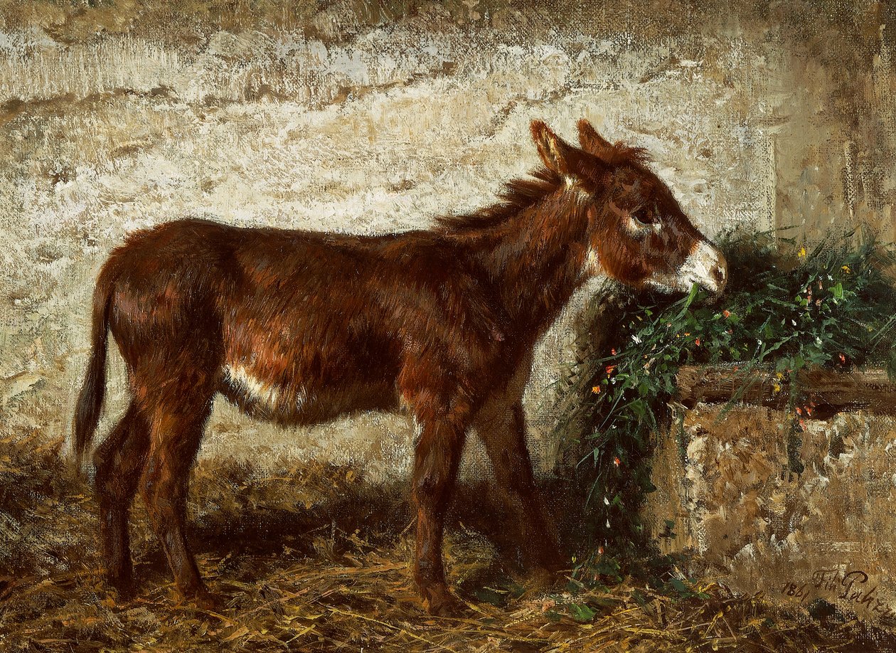 Asno en el pesebre de Filippo Palizzi (1818-1899) de Filippo Palizzi