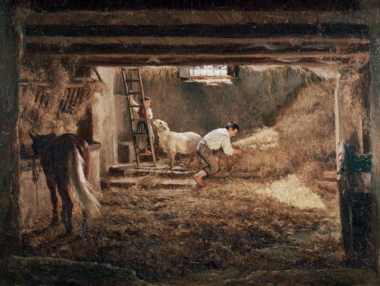 Vista del interior de un establo "", Pintura de Filippo Palizzi (1818-1899) de Filippo Palizzi
