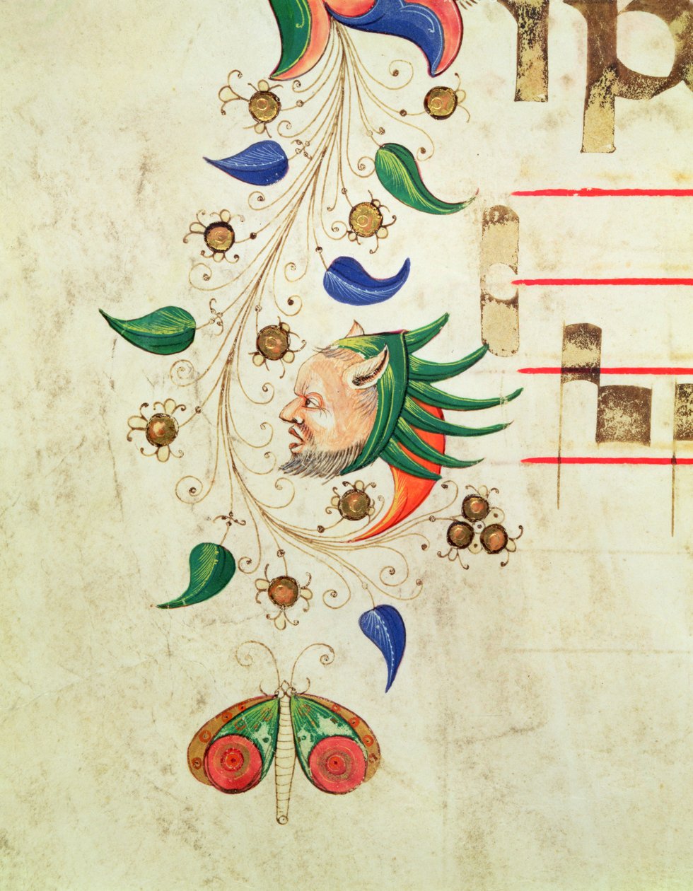 Misal 515 f.72v Borde foliado zoomórfico (detalle) de Filippo di Matteo Torelli