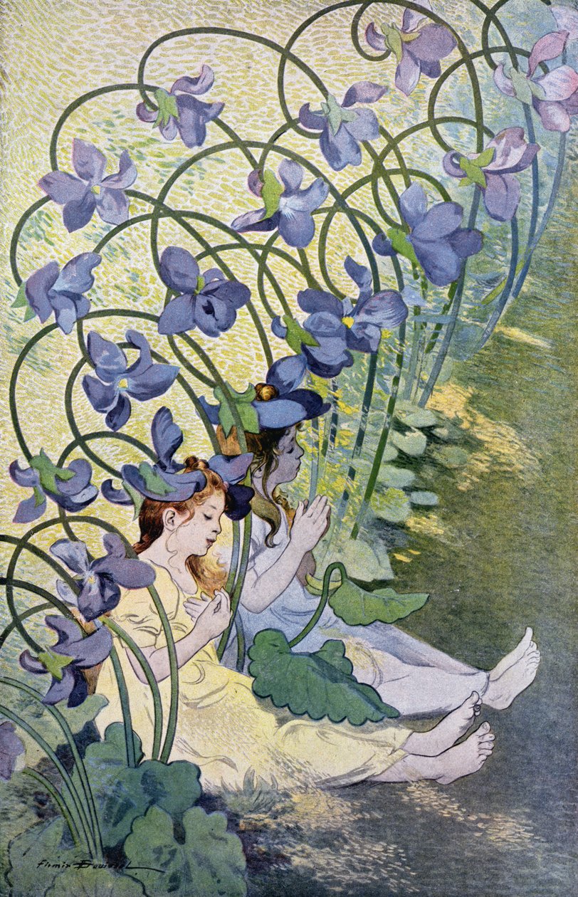 Las violetas, flores vivas, 1897 de Firmin Bouisset