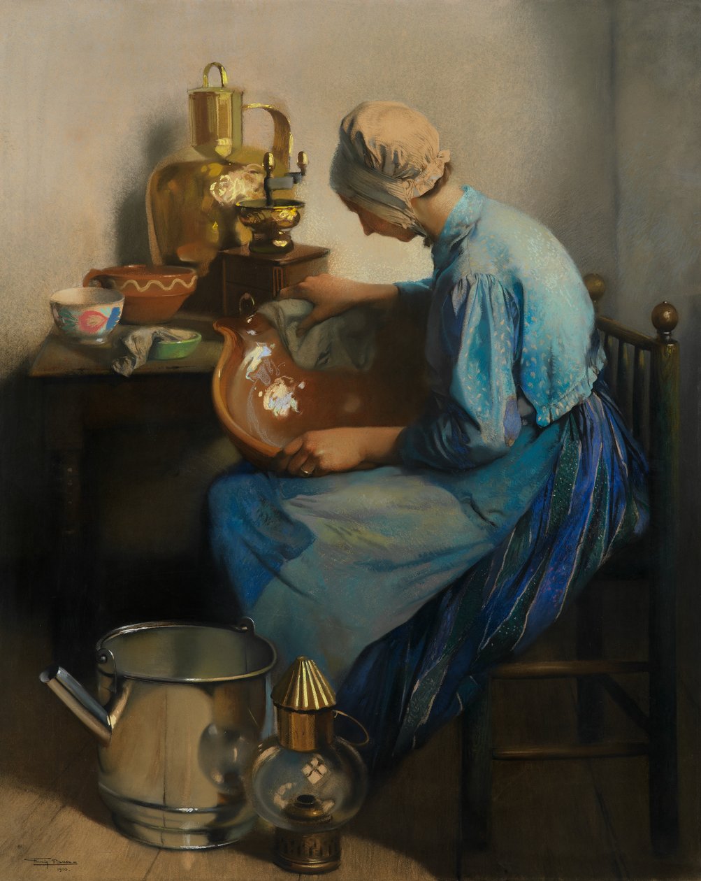 La mujer de la limpieza (óleo sobre lienzo) de Firmin Baes