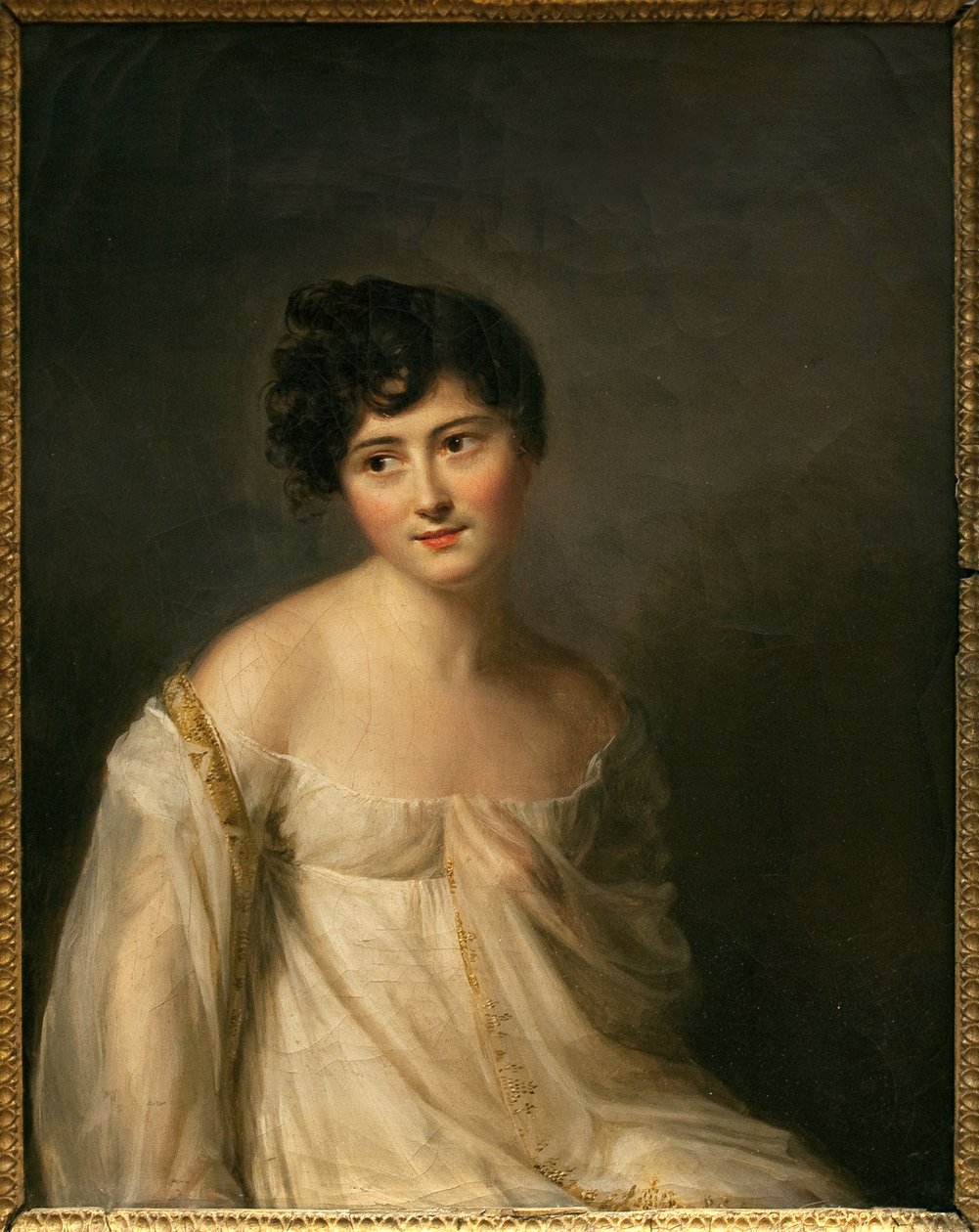 Retrato de Juliette Recamier (1777-1849) dit Madame Recamier. Pintura de Firmin Massot (1766-1849), circa 1807. Arte francés de Firmin Massot