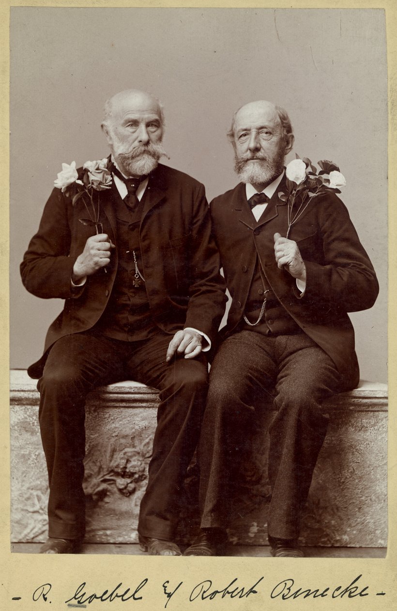 Rudolph Goebel (izquierda) y Robert Benecke, retrato del 60º cumpleaños de Fitz Guerin