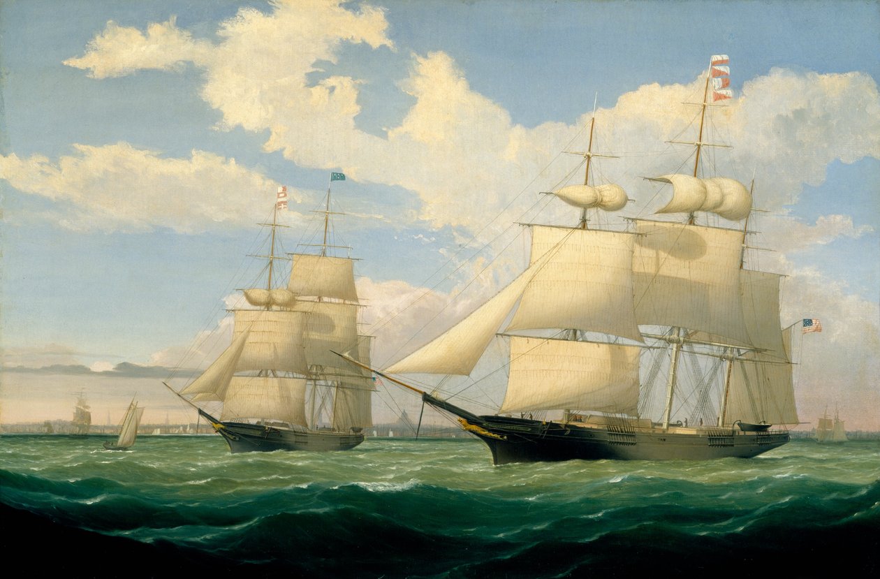 Los barcos Winged Arrow y Southern Cross en el puerto de Boston de Fitz Henry Lane