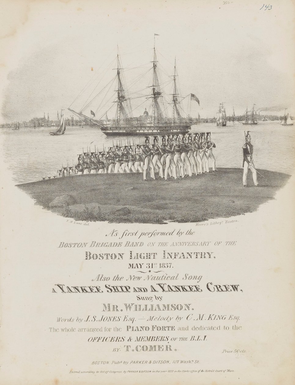 A Yankee Ship and a Yankee Crew (Portada de la partitura) de Fitz Henry Lane