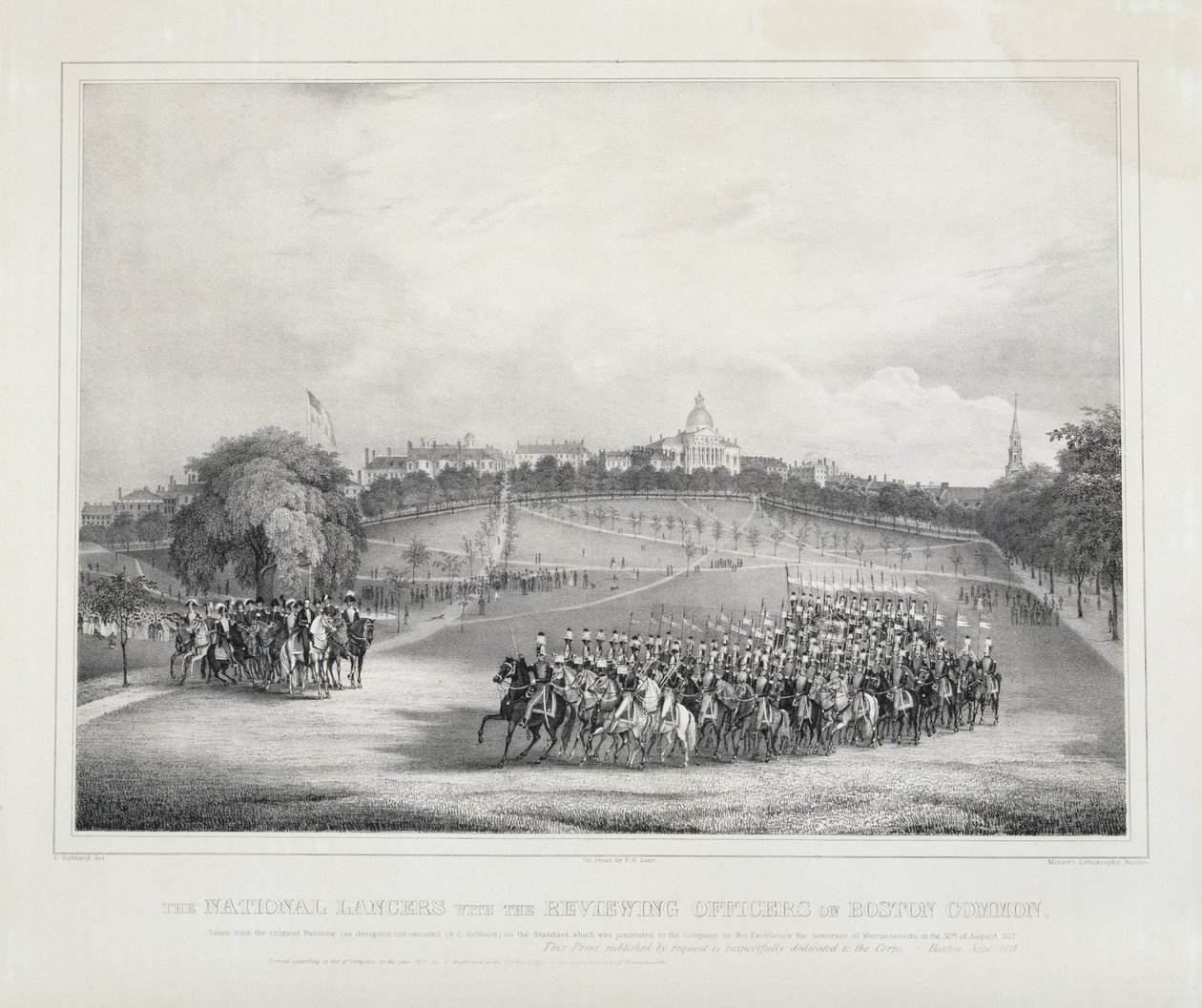 Los Lanceros Nacionales con los Oficiales de Revisión en Boston Common de Fitz Henry Lane