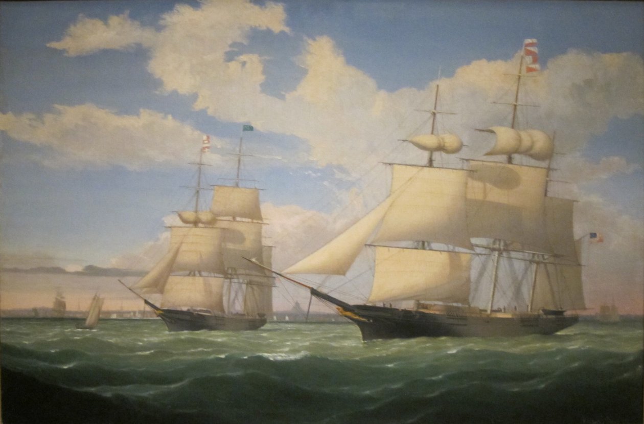 Los buques "Winged Arrow" y "Southern Cross" en el puerto de Boston de Fitz Henry Lane