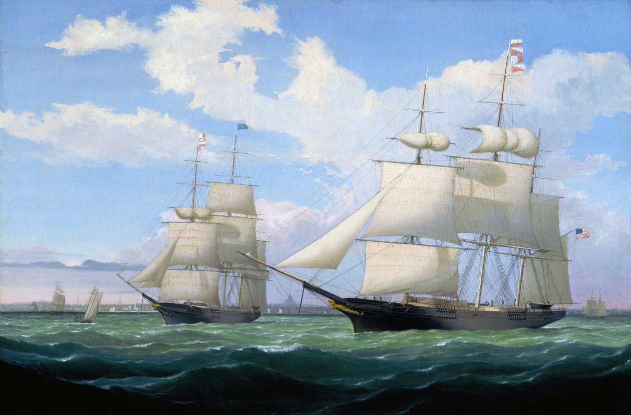 Los barcos «Winged Arrow» y «Southern Cross» en el puerto de Boston de Fitz Henry Lane