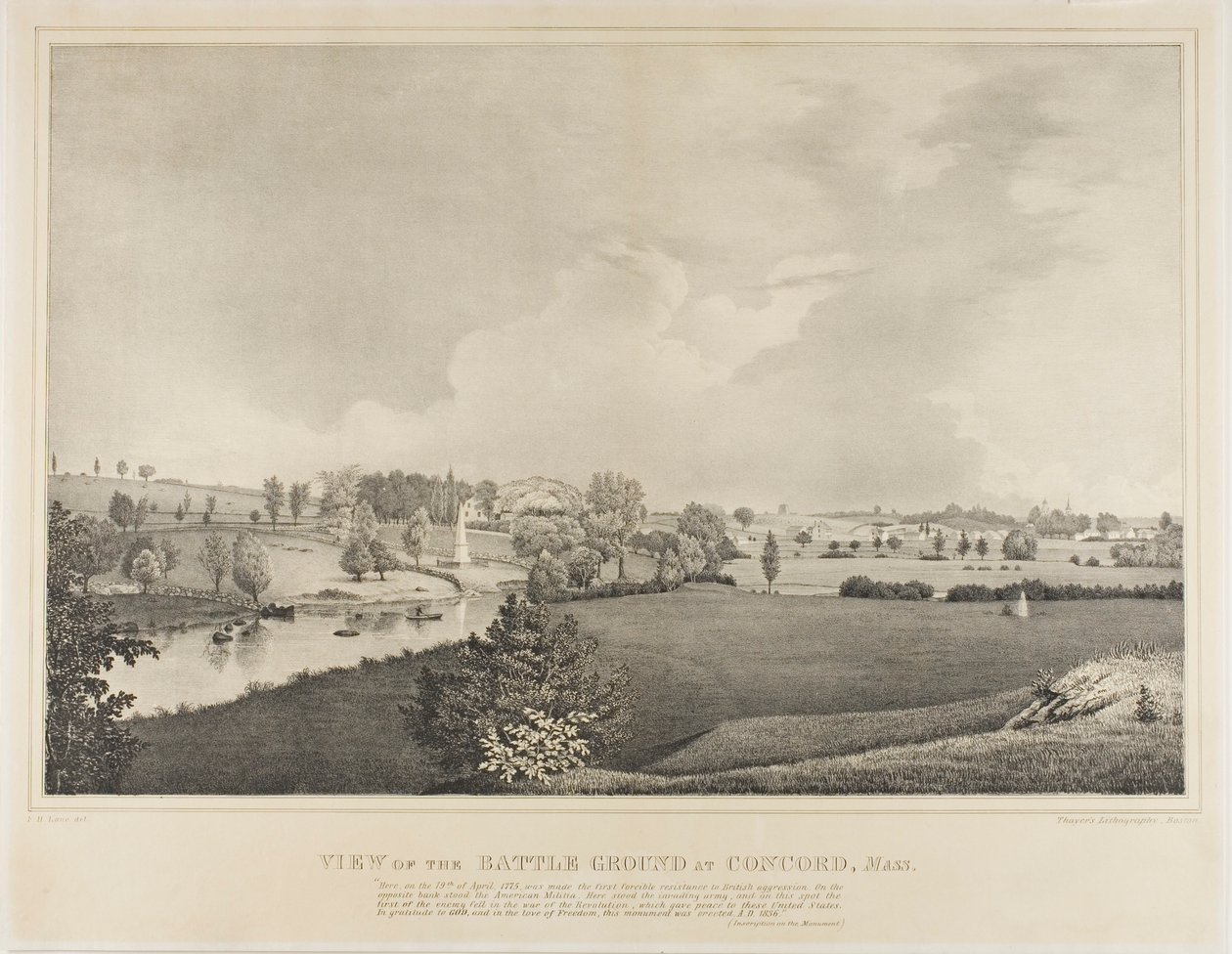 Vista del campo de batalla de Concord, Massachusetts de Fitz Henry Lane