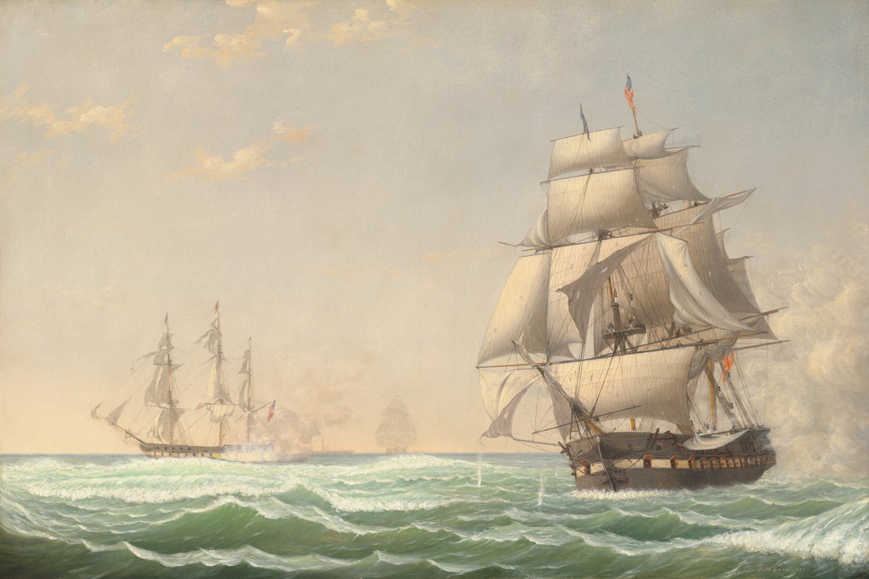 La Fragata President de los Estados Unidos enfrentando al Escuadrón Británico de Fitz Hugh Lane