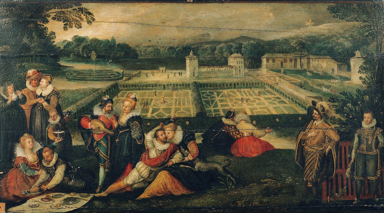 Un picnic en un parque de Flemish School