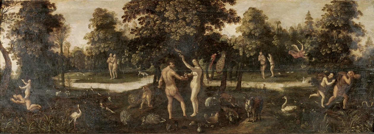 Adán y Eva expulsados del Paraíso de Flemish School