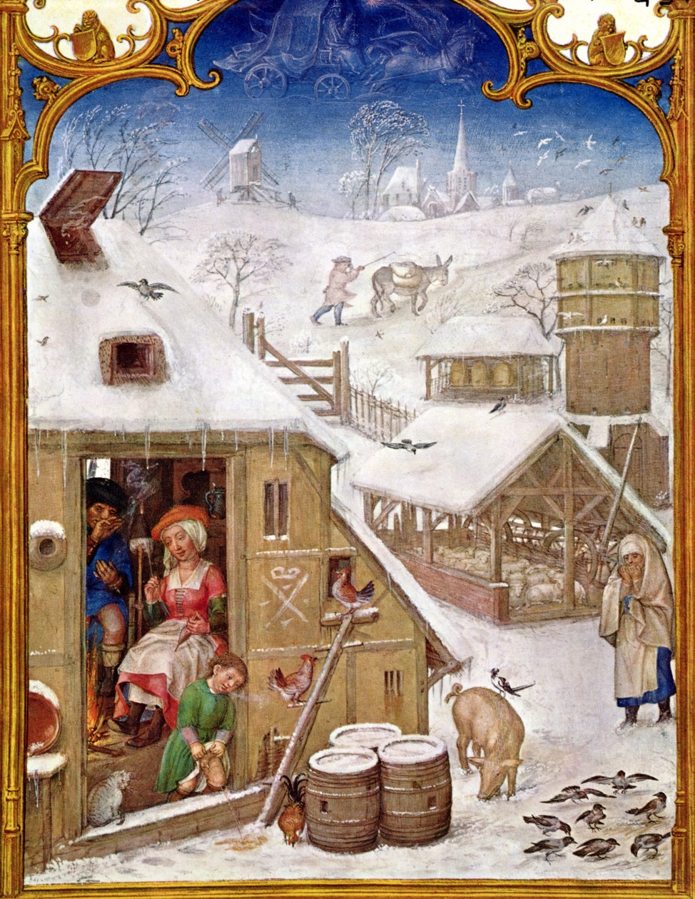 Fol.2v Febrero: Vida campesina, del 