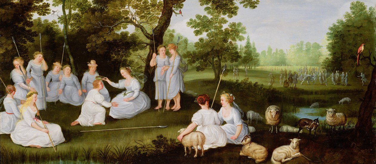 Paisaje con pastores y pastoras de Flemish School