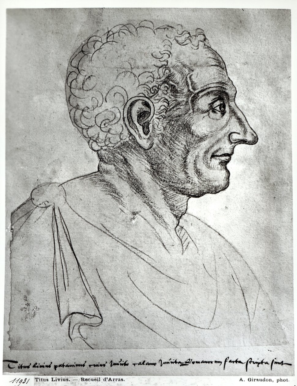 Retrato de Tito Livio conocido como Livio (59 a.C.-17 d.C.) (tiza roja) de Flemish School