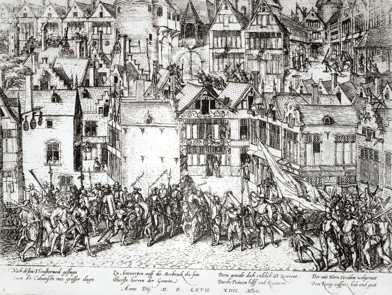 El Príncipe de Orange (1533-84) calmando a los calvinistas, 14 de marzo de 1567 de Flemish School