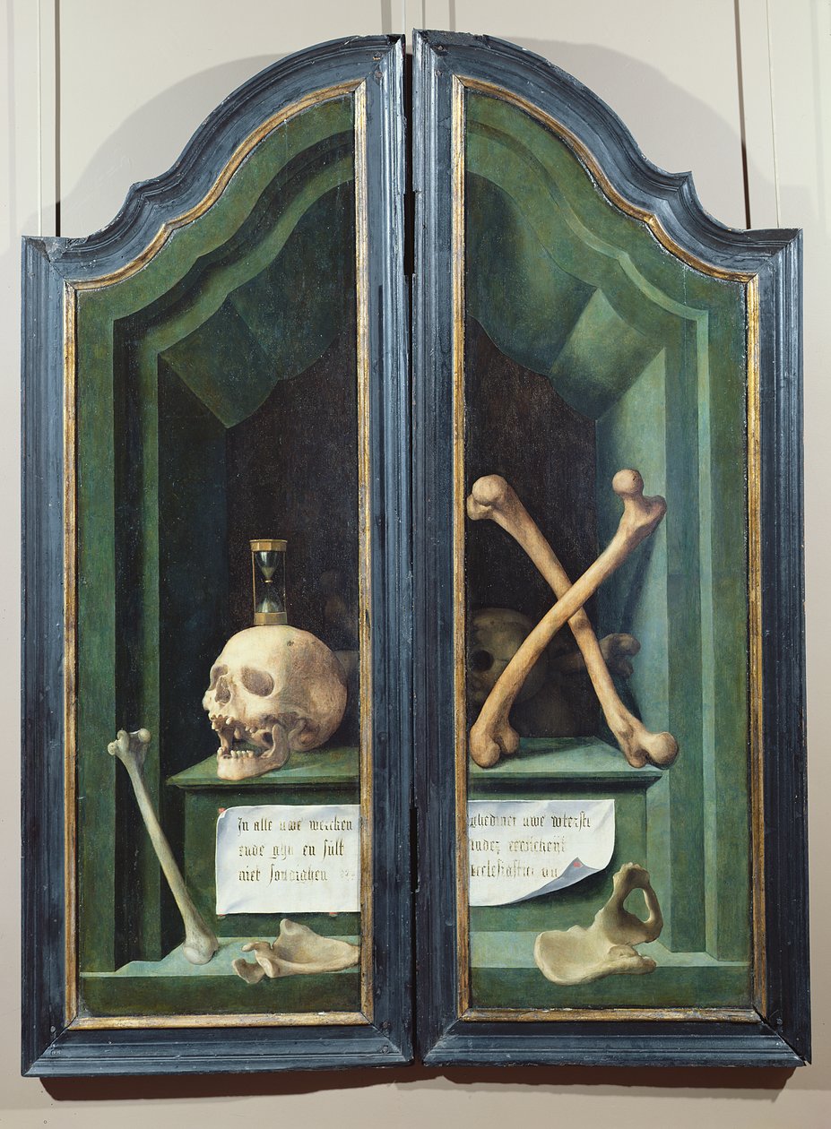 Vanitas, reverso de dos paneles de un tríptico de Flemish School
