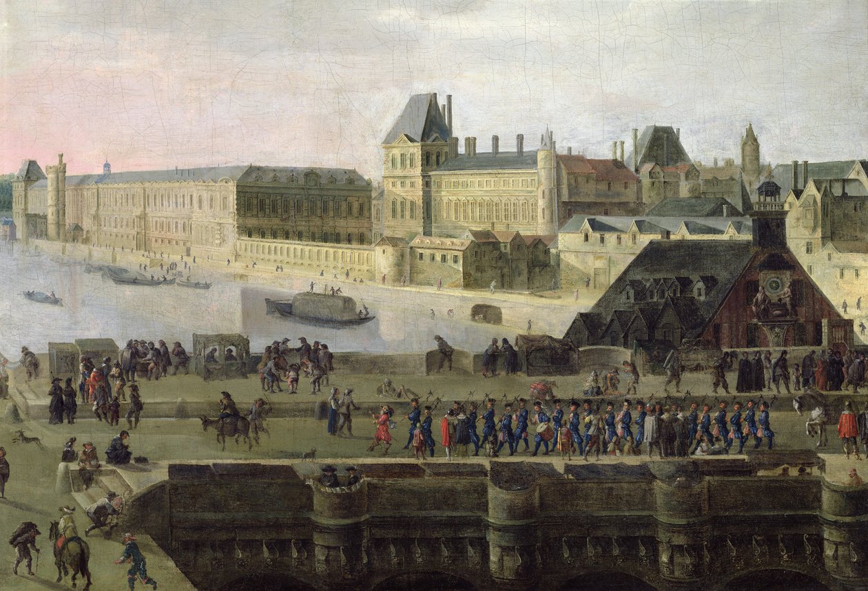 Vista del Pont-Neuf y el Río Sena mirando río abajo, (detalle) de Flemish School