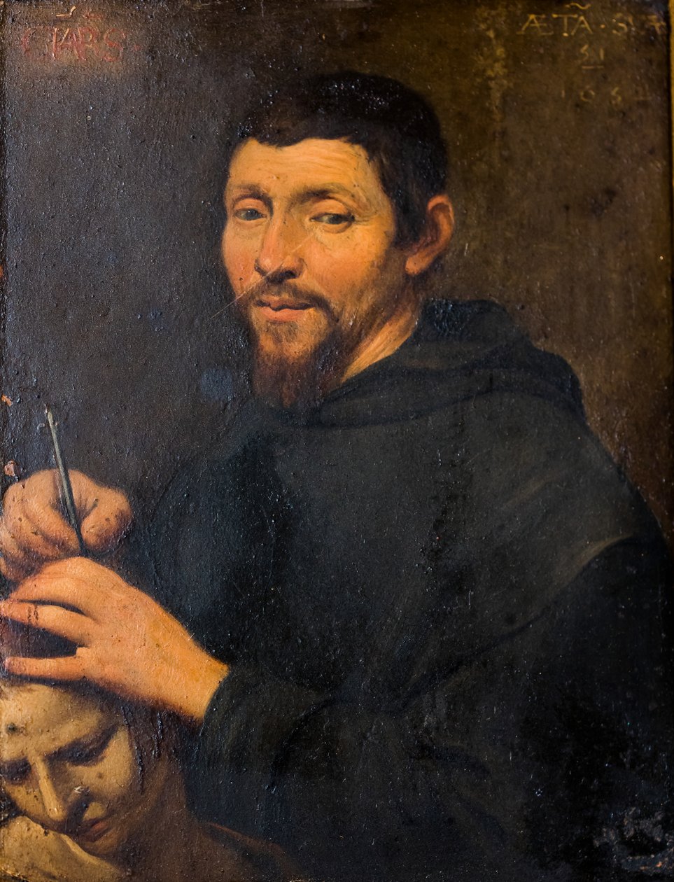 Un clérigo realizando la operación de trépano de Flemish School