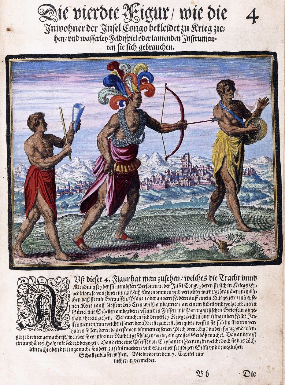 Una página del libro "Pequeños viajes, en alemán, Parte I: Congo de Pigafetta", 1597 de Flemish School