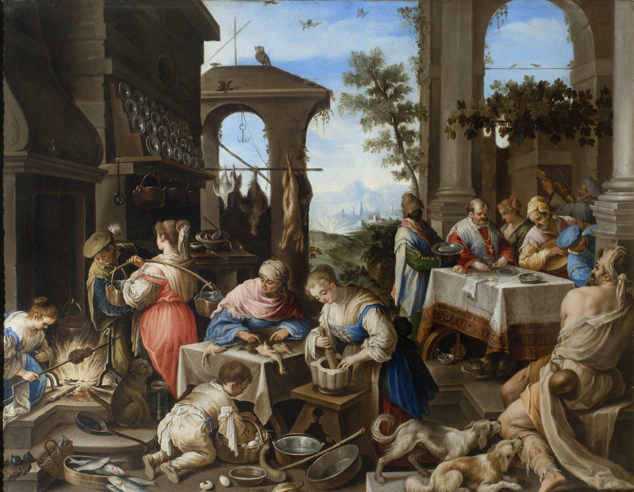 Banquete del rico Epulón, 1600-25 de Flemish School