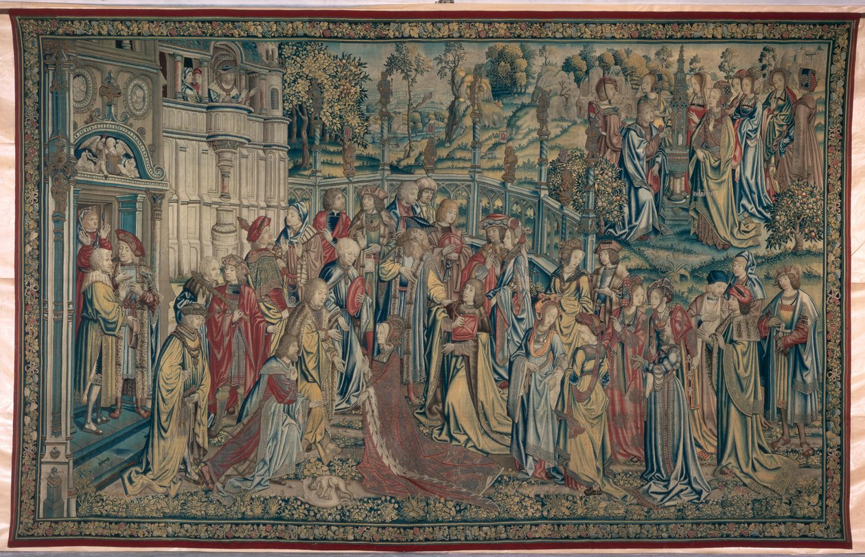 Betsabé ordenada al palacio, Tapiz de David y Betsabé, c.1510-15 de Flemish School