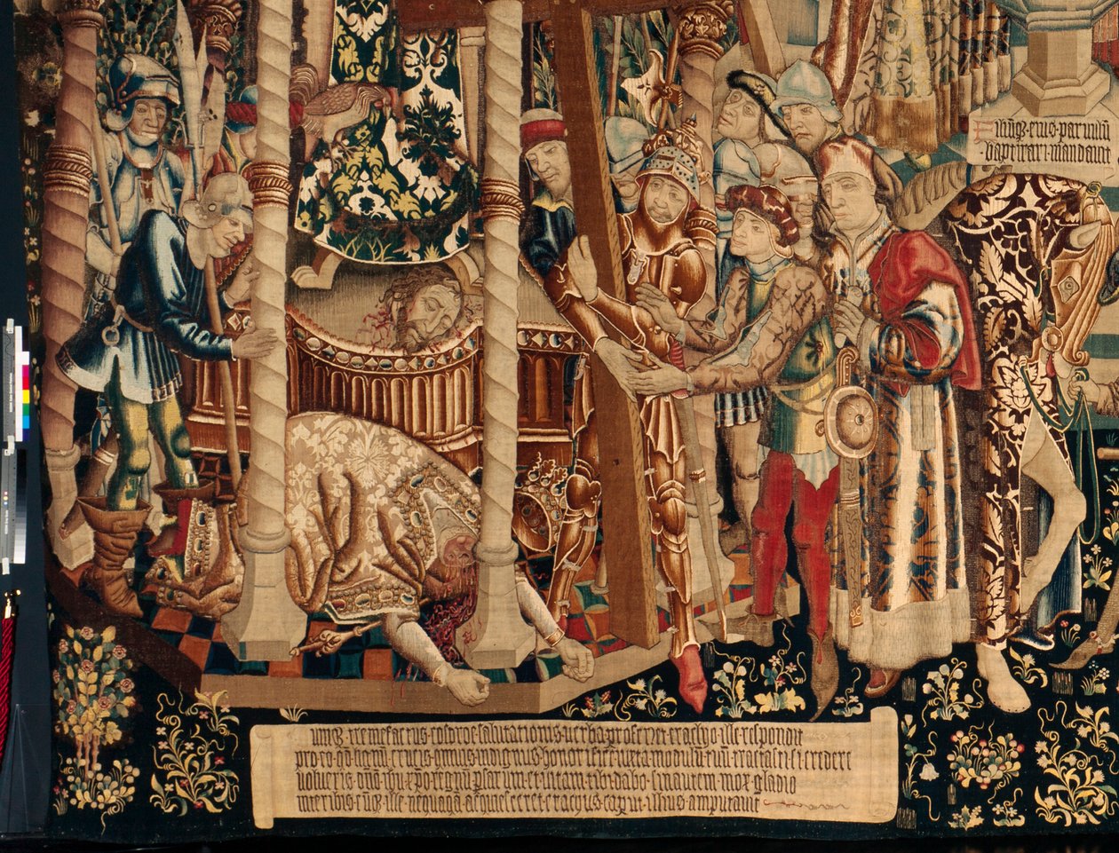 Catedral (La Seo. Catedral del Salvador de Zaragoza). El museo de tapices. Tapiz flamenco. La leyenda de la Santa Cruz (La leyenda de la Santa Cruz, de leyenda de la Santa Cruz). Detalle. Aprox. 1450. 430x1120cm. de Flemish School