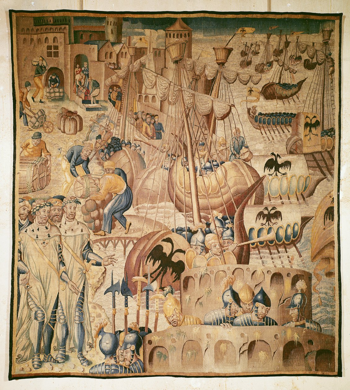 Salida de una flota de barcos de Flemish School