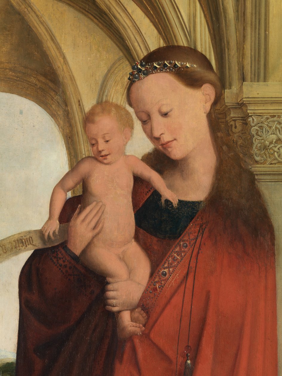 Detalle de Madonna con Petrus Wijts (óleo sobre tabla) de Flemish School