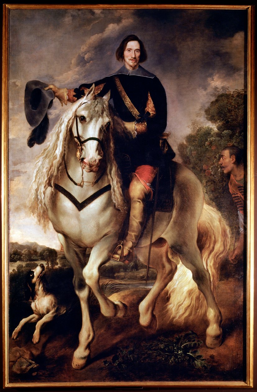 Retrato ecuestre de un capitán con su paje moro de Flemish School