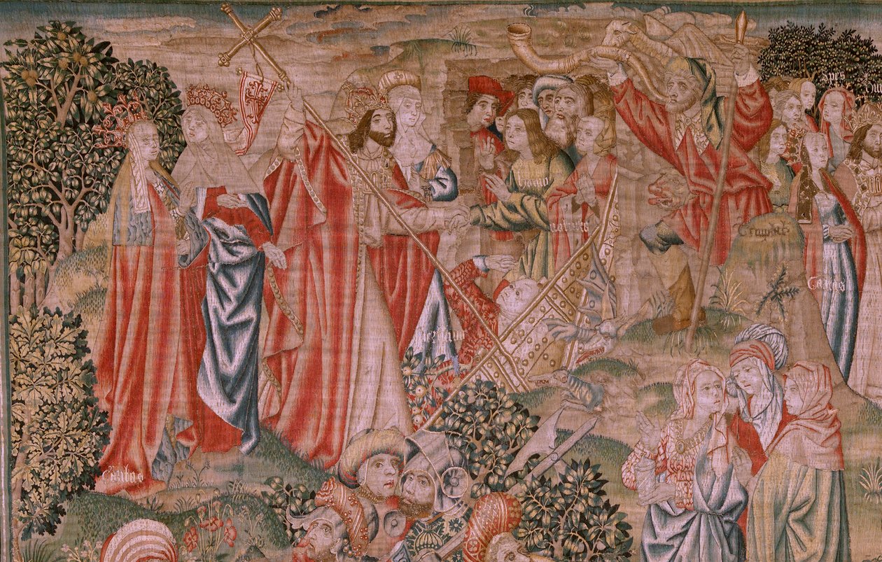 Tapiz flamenco. Serie Redención del Hombre o Vicios y Virtudes. Resurrección de Cristo (Resurrección de Cristo). Octavo tapiz de la serie (primero de los conservados en Burgos). Fabricación Bruselas. Ca 1510. Tejido Seda y lana, 7 urdimbres por cm. de Flemish School