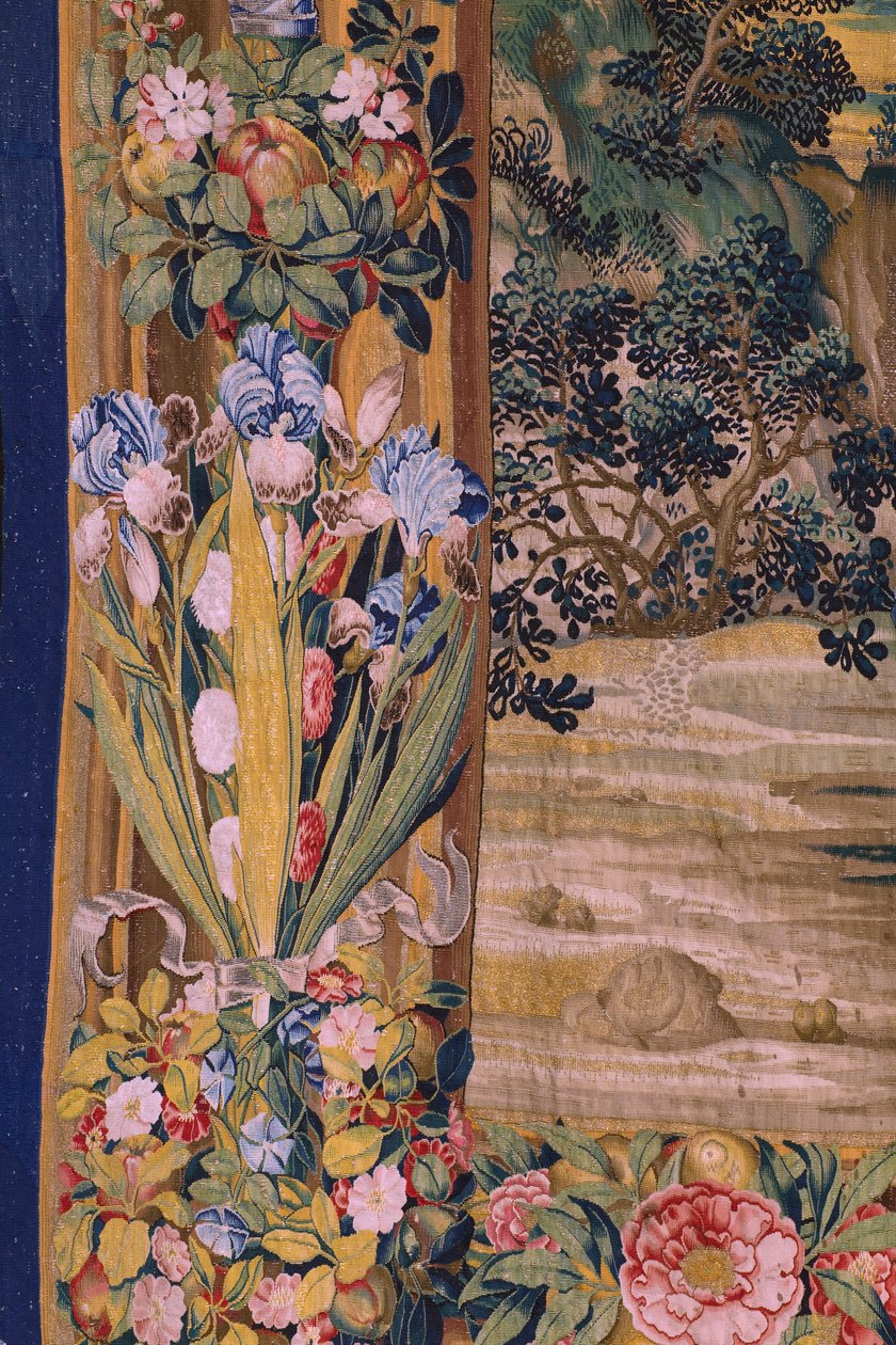 Tapiz flamenco. Serie El Apocalipsis: San Miguel derrotando al dragón. Atelier Willem Dermoyen, Bruselas. Ca 1553-1555. Detalle. de Flemish School